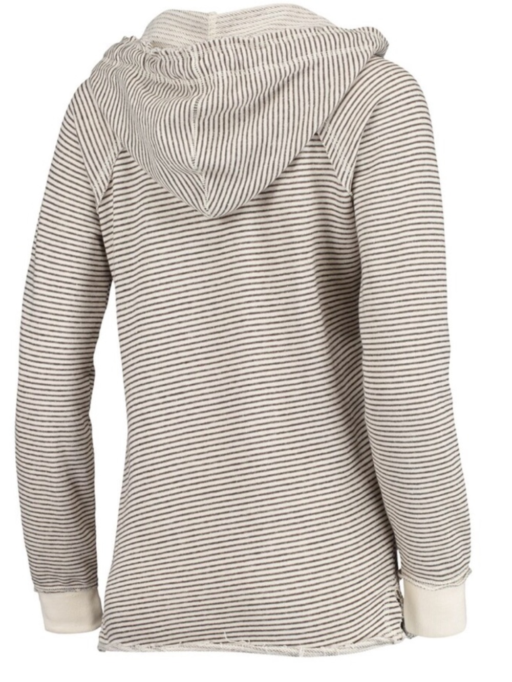 Women's Blue 84 Cream/Gray Oregon Ducks Striped Raglan Pullover Hoodie - Picture 5 of 7